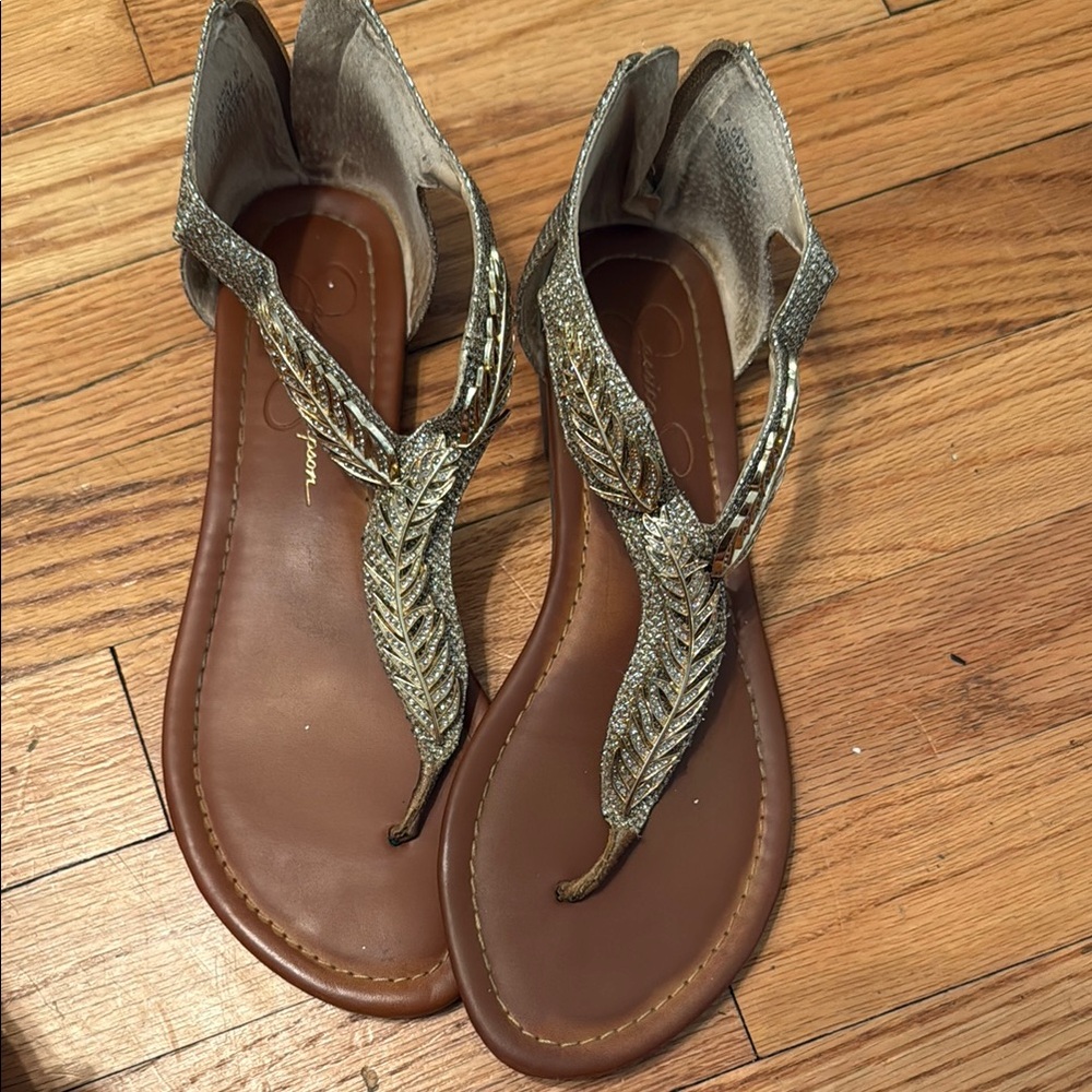 Jessica Simpson Brown and Silver Gladiator Sandals